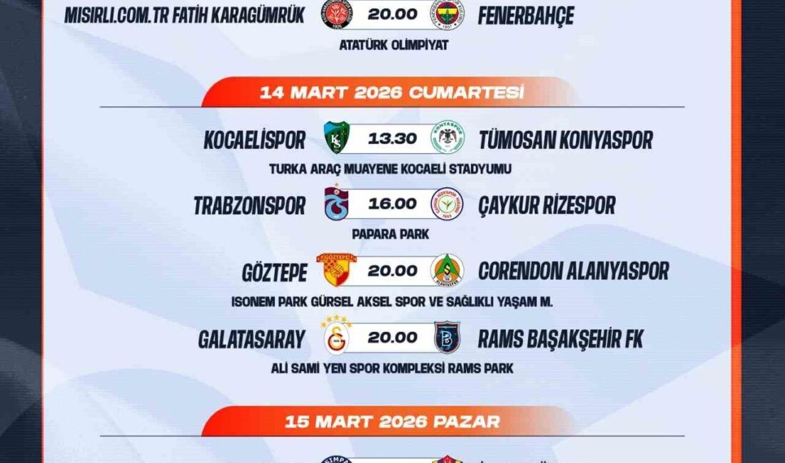 Trendyol Süper Lig’de 26-27. hafta müsabakalarına ilişkin program açıklandı. Türkiye