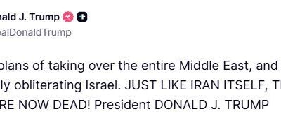 ABD Başkanı Donald Trump, İran’ın tüm Orta Doğu’yu ele geçirme