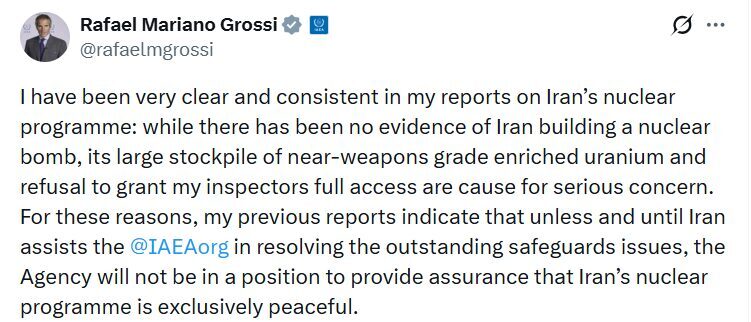 Uluslararası Atom Enerjisi Ajansı (UAEA) Başkanı Rafael Grossi, İran’ın nükleer