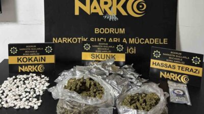 Muğla’nın Bodrum ilçesinde uyuşturucu madde ticaretinin önlenmesine yönelik yürütülen operasyonda