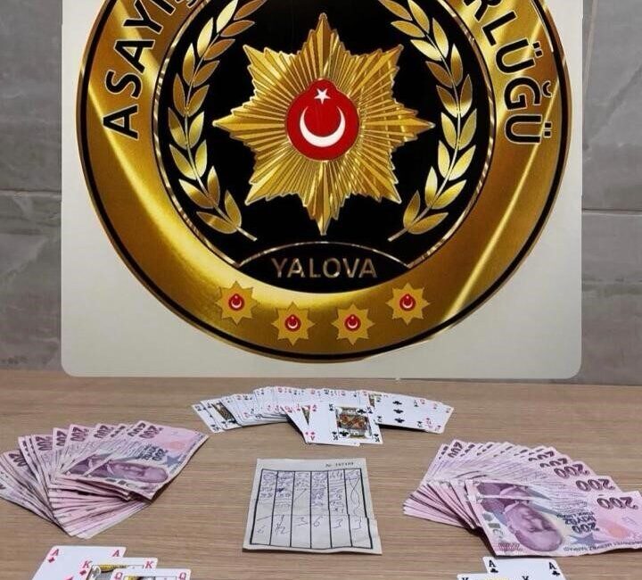 Yalova’da polis tarafından düzenlenen kumar operasyonunda 5 şüpheliye 58 bin