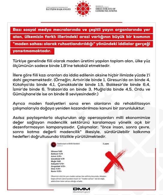 Dezenformasyonla Mücadele Merkezi (DMM), bazı sosyal medya mecralarında ve çeşitli