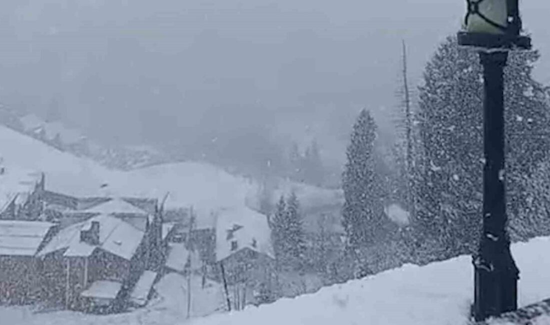 Rize’de nisan ayında yağan karla beyaza bürünen Ayder Yaylası’nı ziyaret