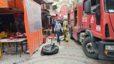 Edirne’nin en işlek noktalarından Saraçlar Caddesi’nde bir dönerci dükkanının bacasında