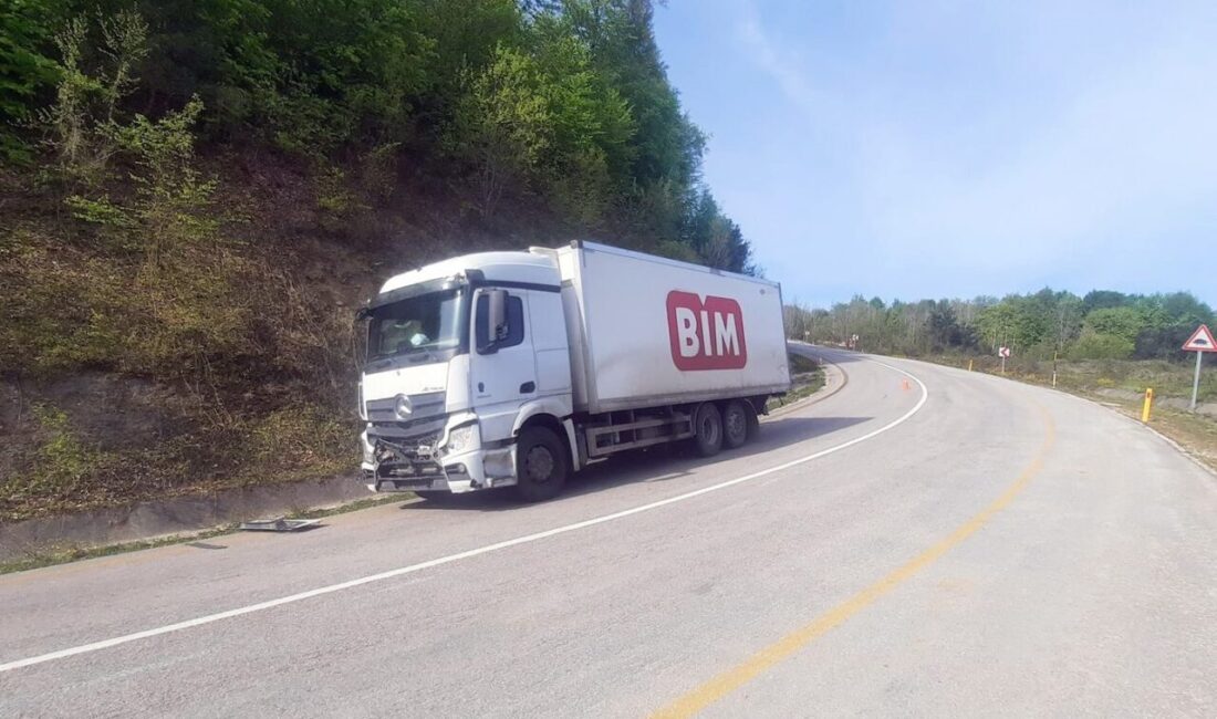 Kastamonu’nun Cide ilçesinde freni boşalan kamyonun başka bir kamyona çaptığı
