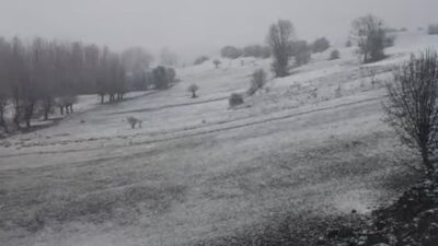 Konya’nın Halkapınar ilçesinde, nisan ayında etkili olan kar yağışı dikkat
