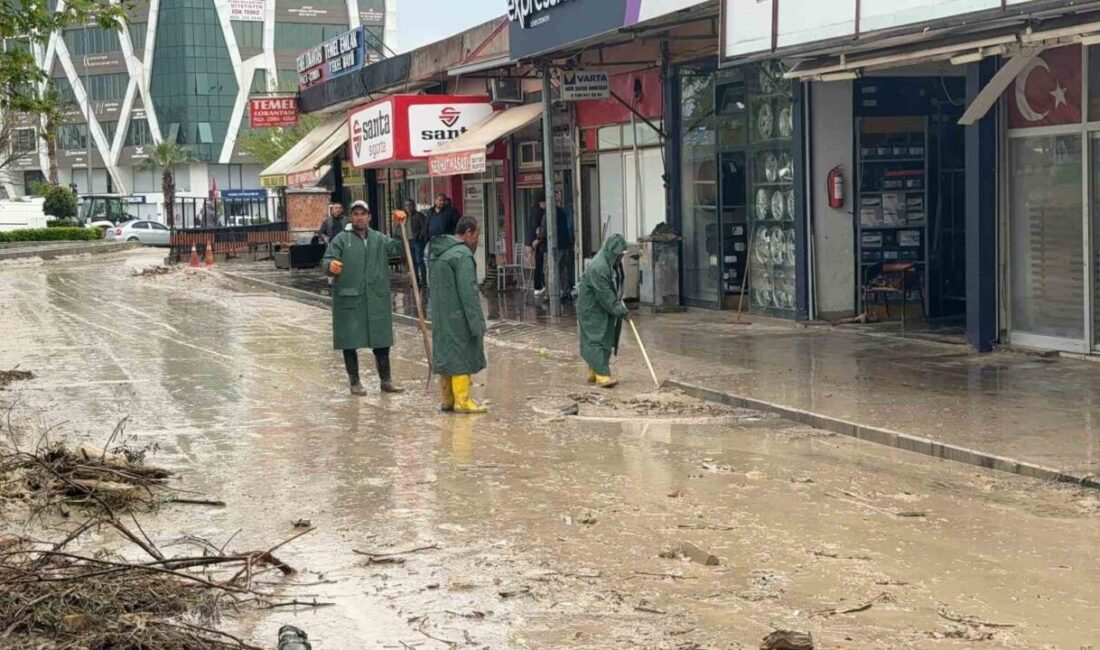 Osmaniye’nin Kadirli ilçesinde etkili olan sağanak yağışın ardından taşan Bülbül