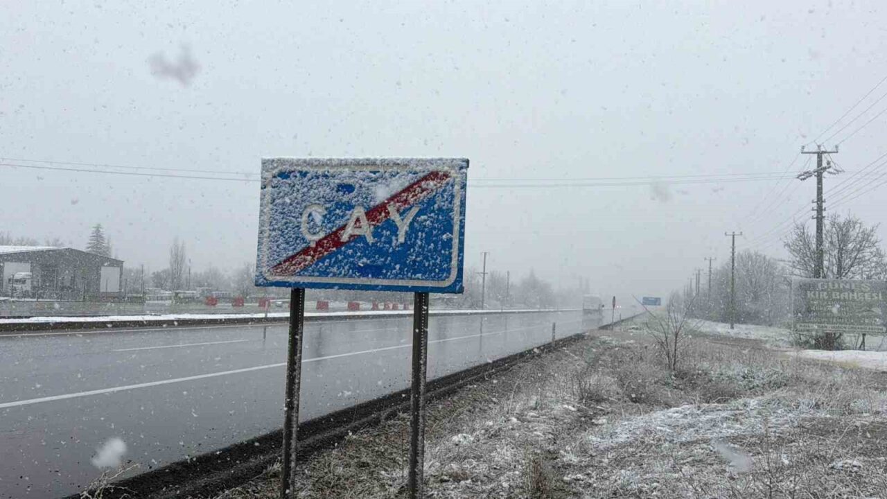 Afyonkarahisar’ın Çay ilçesinde lapa lapa yağan kar yağışı sonrası etraf