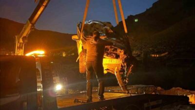 Mardin’in Nusaybin ilçesinde uçuruma devrilen hafif ticari aracın sürücüsü yaralandı.