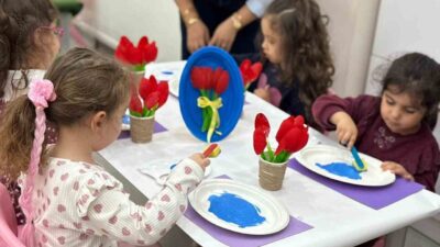 Sincan Belediyesi’ne bağlı Lale Kreşi’nde öğrenciler, ilkbaharın gelişini çeşitli etkinliklerle