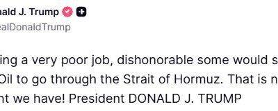 ABD Başkanı Donald Trump, İran’ın Hürmüz Boğazı’ndan geçen gemilerden ücret