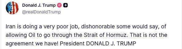 ABD Başkanı Donald Trump, İran’ın Hürmüz Boğazı’ndan geçen gemilerden ücret