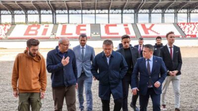 Bilecik Valisi Faik Oktay Sözer, yapımı devam eden yeni stadyum
