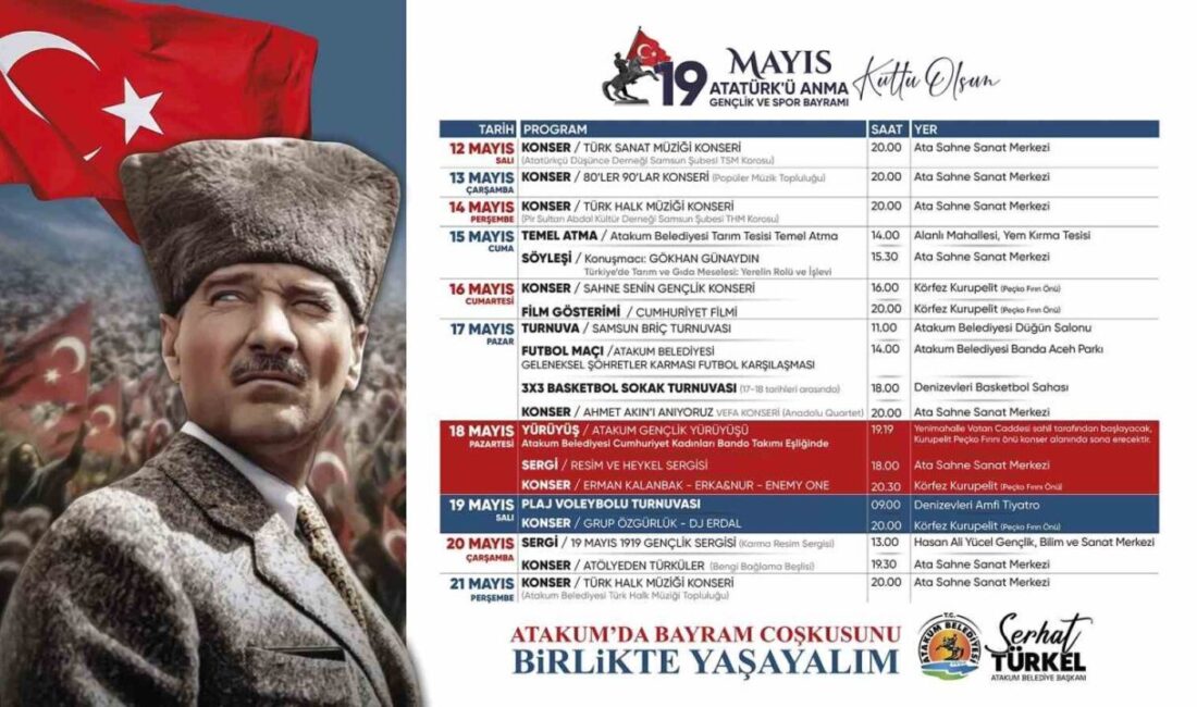 SAMSUN (İHA) – Samsun’un Atakum Belediyesi, 19 Mayıs Atatürk’ü Anma,