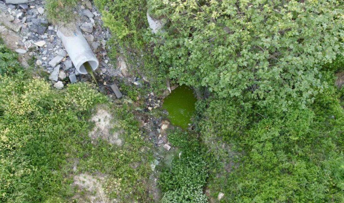 Arnavutköy’de akan suyun bir noktadan sonra yeşil renge dönmesi mahalle