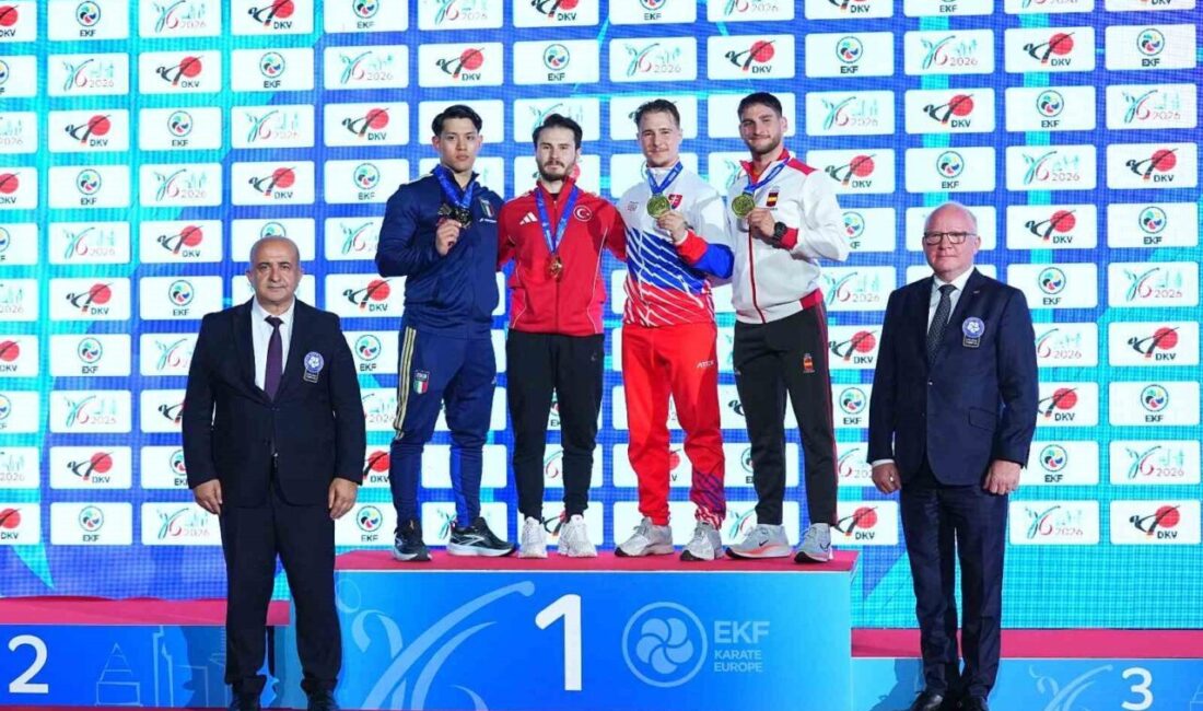 Almanya’da devam eden Büyükler Avrupa Karate Şampiyonası’nda milli sporcu Enes