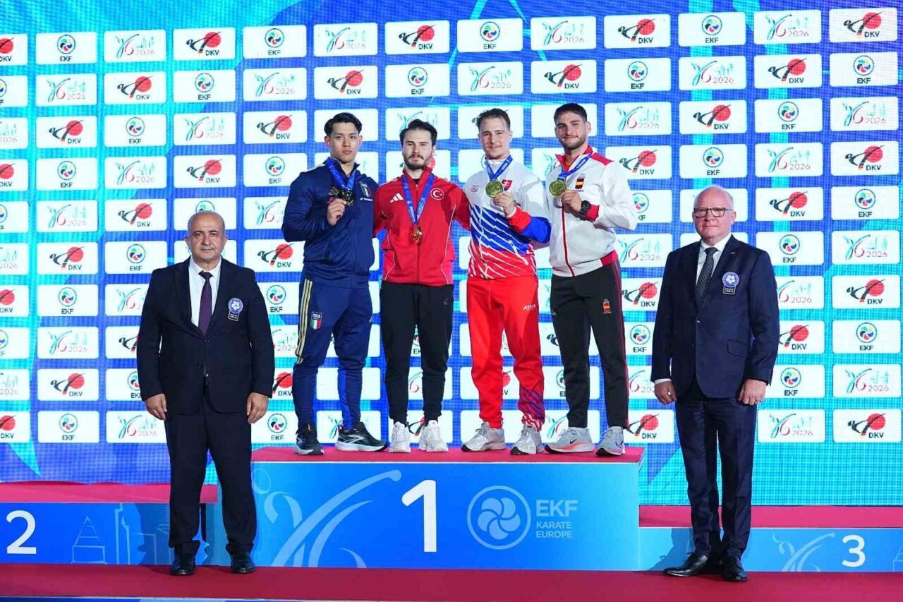 Almanya’da devam eden Büyükler Avrupa Karate Şampiyonası’nda milli sporcu Enes