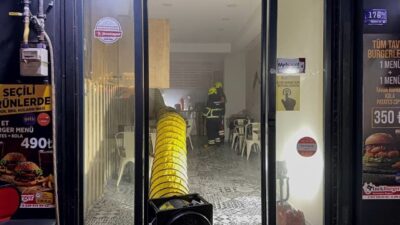 Aydın’ın Efeler ilçesindeki bir iş yerinin mutfak kısmında çıkan yangın