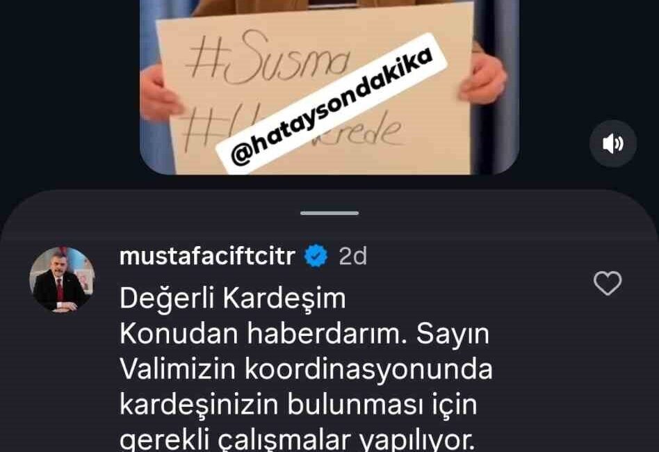 İçişleri Bakanı Mustafa Çiftçi, 19 Şubat tarihinden beri kayıp olan