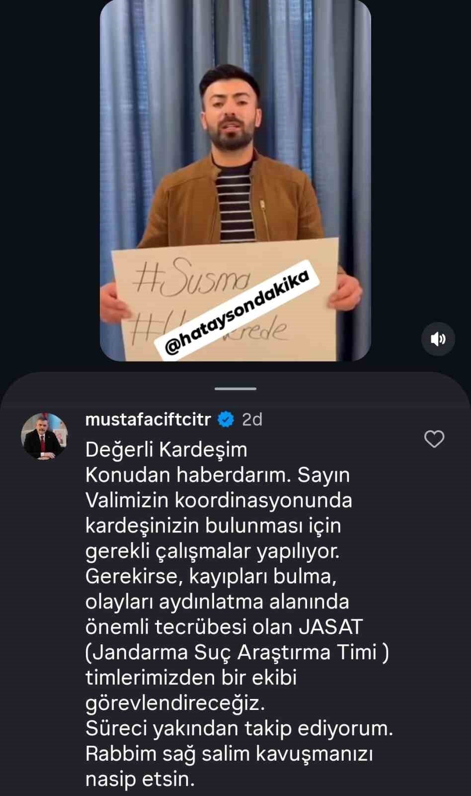 İçişleri Bakanı Mustafa Çiftçi, 19 Şubat tarihinden beri kayıp olan