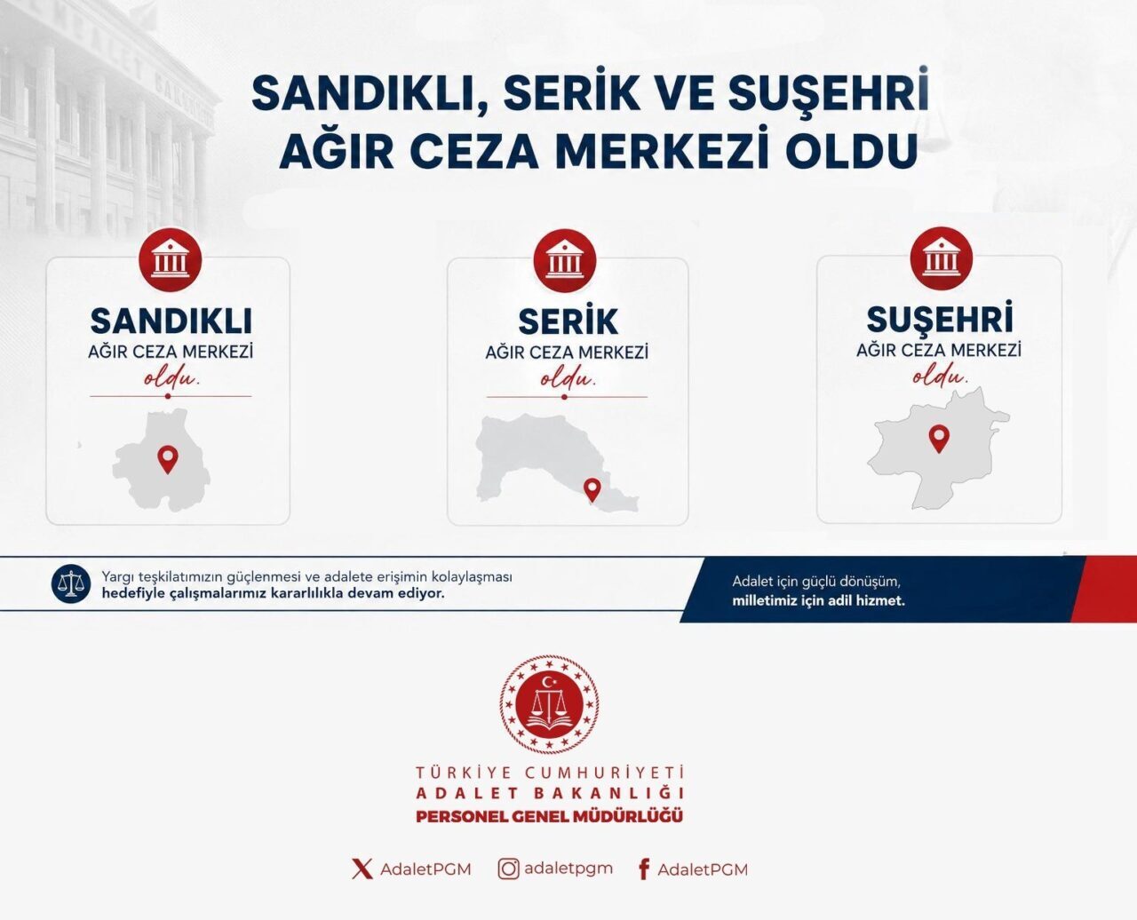 Adalet Bakanı Akın Gürlek, Sandıklı, Serik ve Suşehri ilçelerinde Ağır