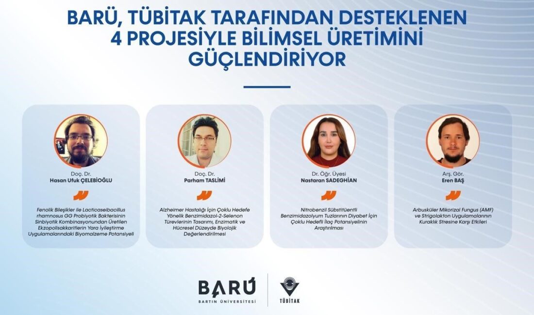 Bartın Üniversitesinin (BARÜ) TÜBİTAK 1002-A Hızlı Destek Programı kapsamında desteklenen