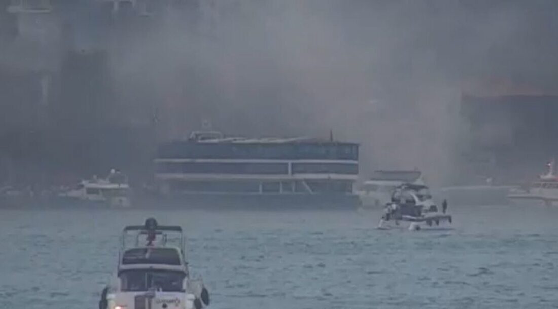 Bebek Sahili’nde meydana gelen tekne yangını Kıyı Emniyeti ve itfaiye