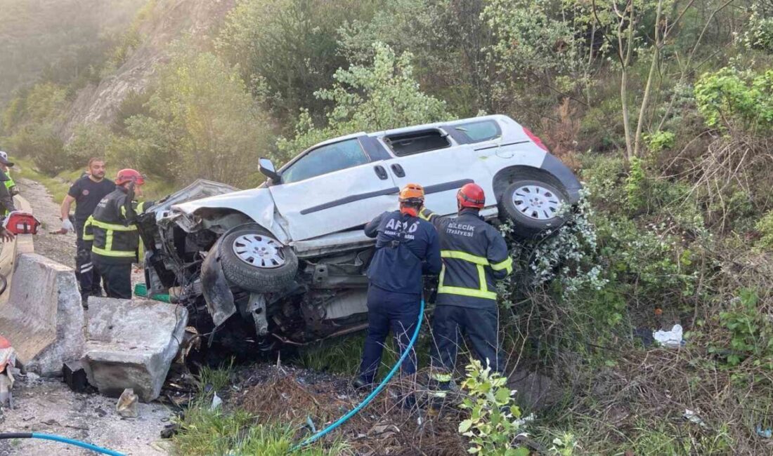 Bilecik’te kontrolden çıkan kamyonet şarampole uçtu, araçta sıkışan sürücü kurtarıldı.