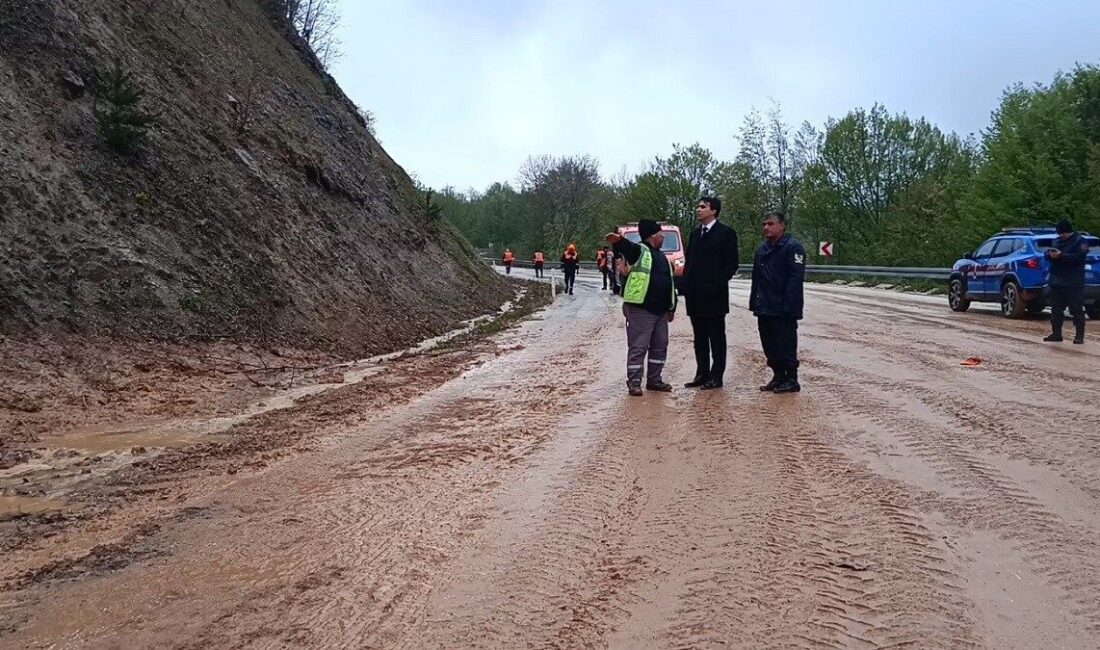 Bilecik’te Gümüşdere ile Bahçesultan köyleri arasında yaşanan heyelanlar yolu adeta