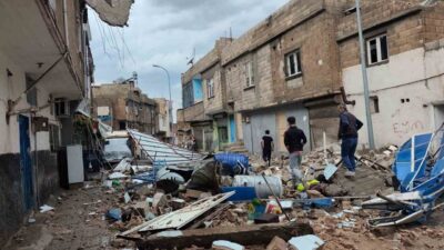 Şanlıurfa’nın Birecik ilçesinde dün akşam etkili olan fırtına ve dolu,