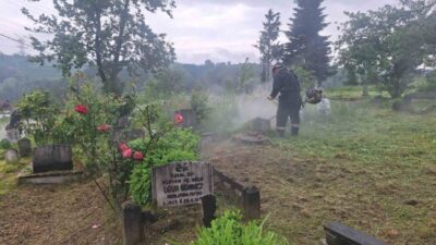 DÜZCE(İHA) – Düzce’nin Boğaziçi Beldesinde park ve bahçeler ile mezarlıklarda