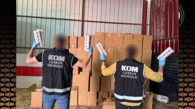İzmir’in Bornova ilçesinde bir depoya düzenlenen operasyonda piyasa değeri yaklaşık
