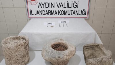 Aydın’ın Bozdoğan ilçesinde gerçekleştirilen tarihi eser operasyonunda Roma dönemine ait