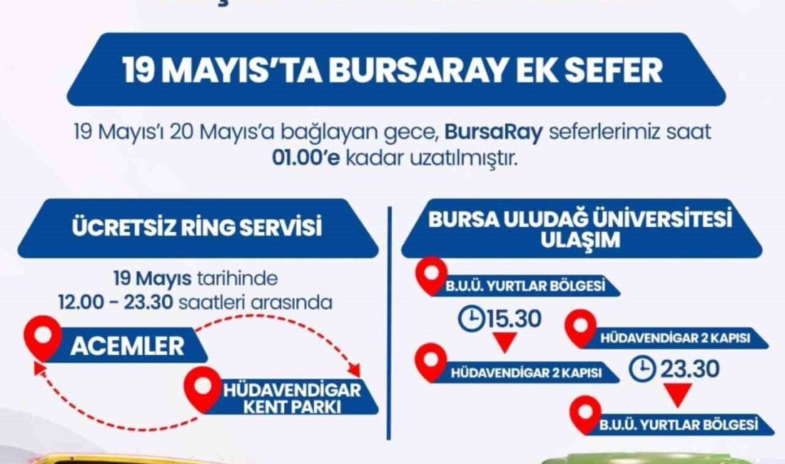 Bursa Büyükşehir Belediyesi, vatandaşların tören ve kutlamalara kolaylıkla ulaşabilmesi amacıyla