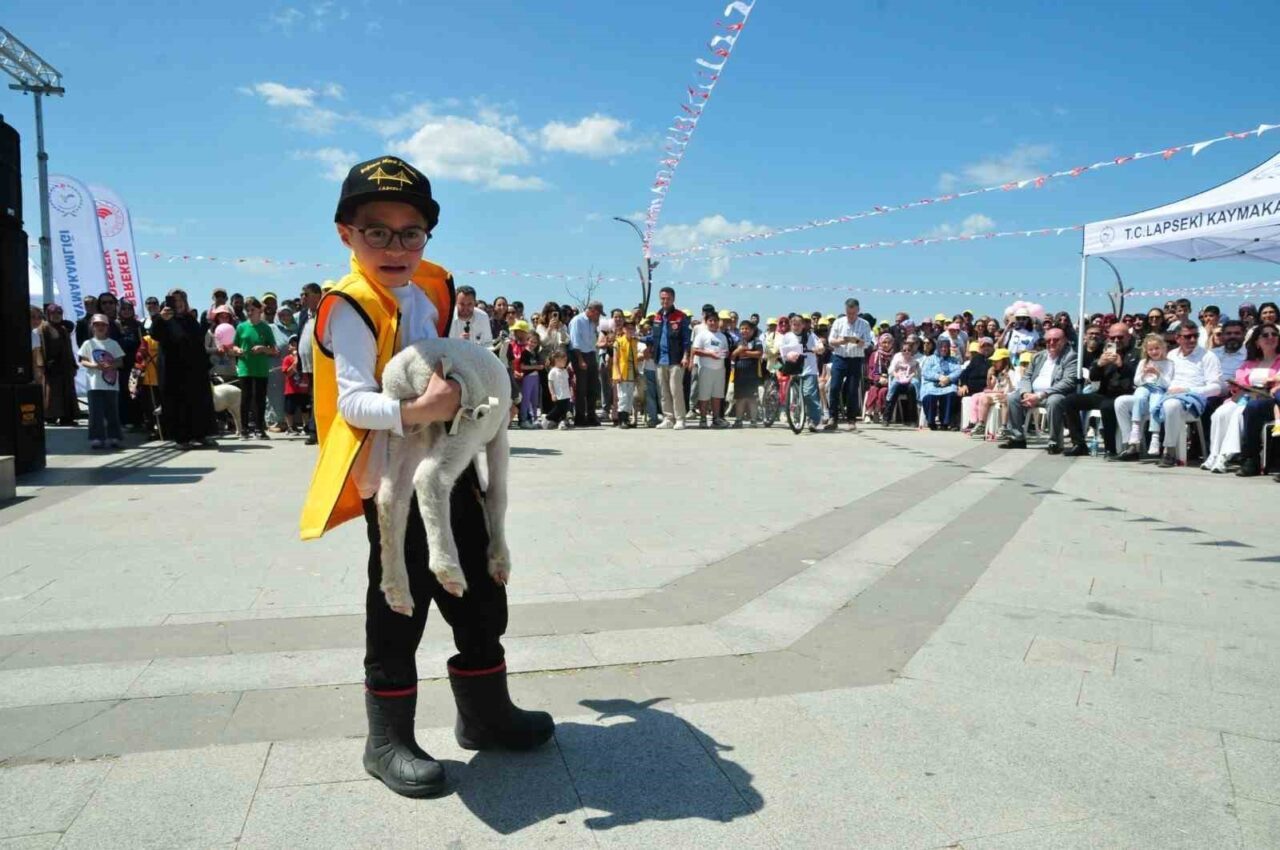 Çanakkale’nin Lapseki ilçesinde Kaymakamlığın düzenlediği ’Boğazın Minik Çobanları’ projesinde minikler