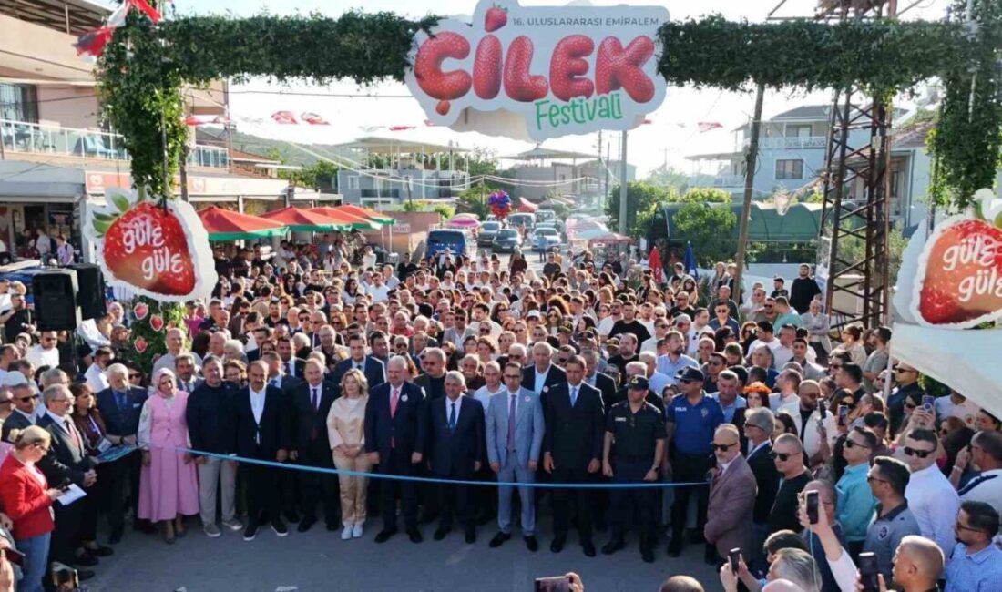 Menemen’de düzenlenen 16. Uluslararası Emiralem Çilek Festivali, üç gün süren