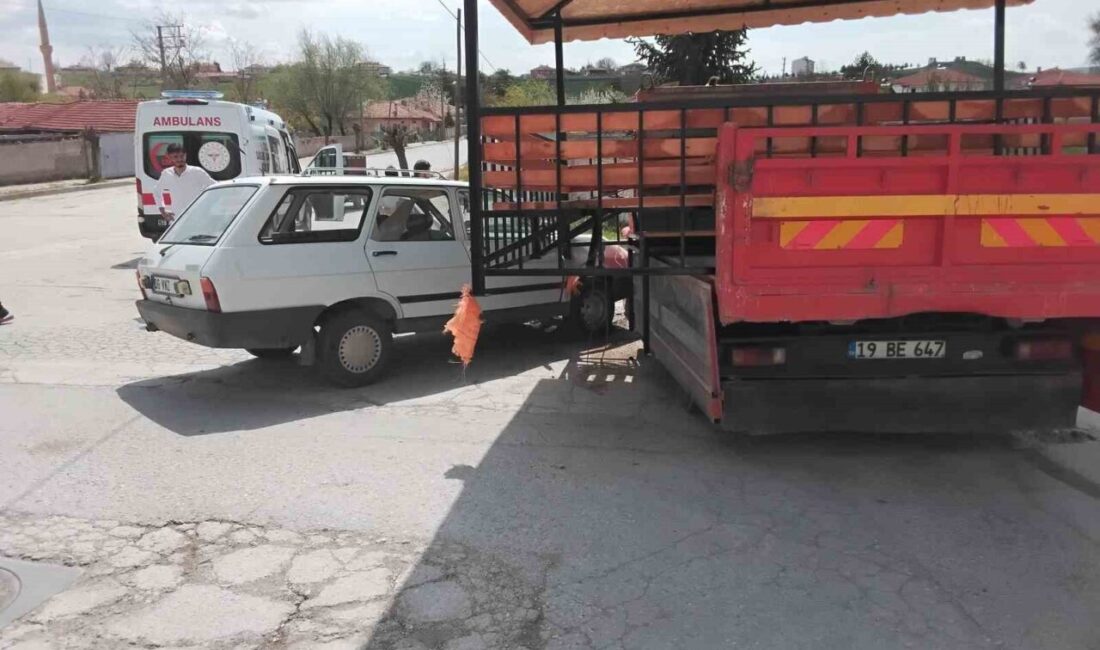 Çorum’un Alaca ilçesinde otomobil ile kamyonun çarpışması neticesinde meydana gelen