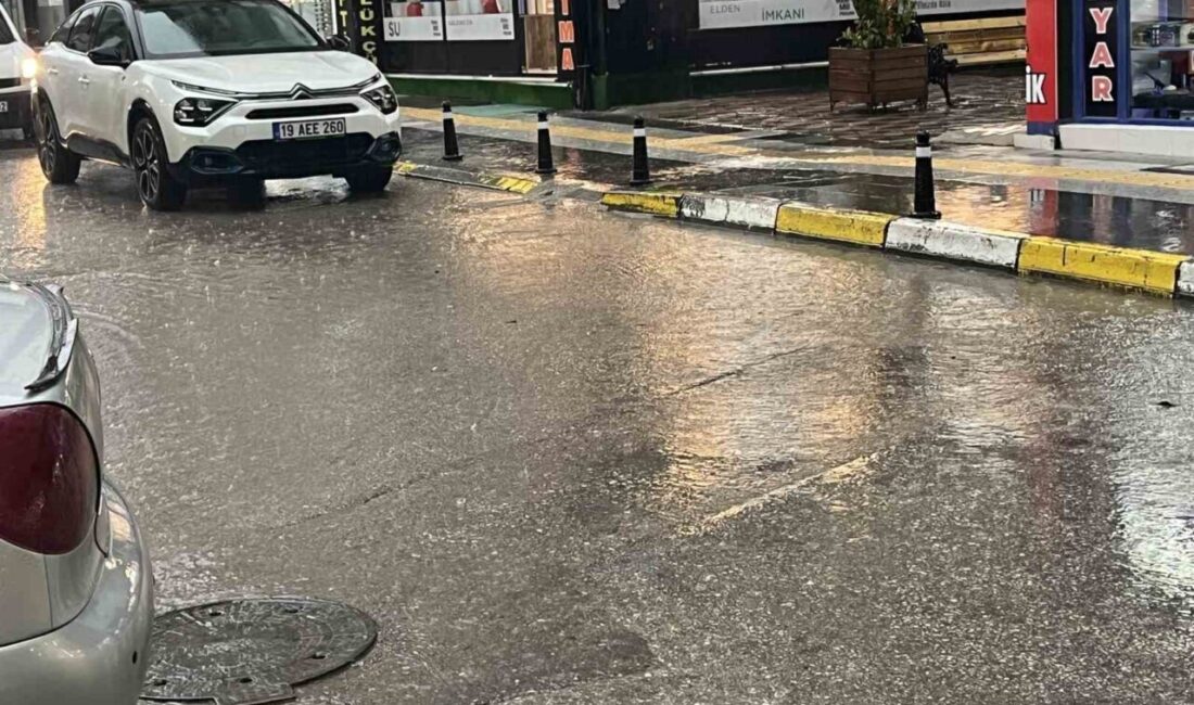 Çorum’da etkili olan kuvvetli yağış, hayatı olumsuz etkiledi. Çorum’da etkili