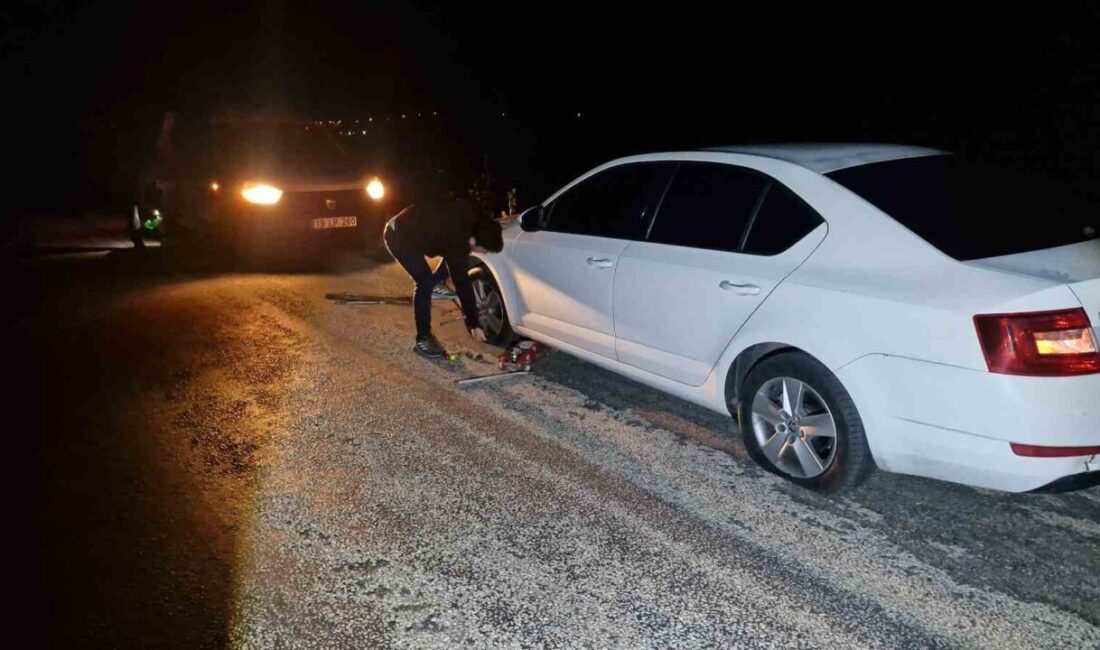 ÇORUM (İHA)-Çorum’un Alaca ilçesinde yoldaki derin çukurlara giren 5 aracın