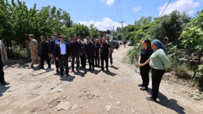 Hatay Valisi Mustafa Masatlı, yoğun yağışların ardından Defne ilçesinde su