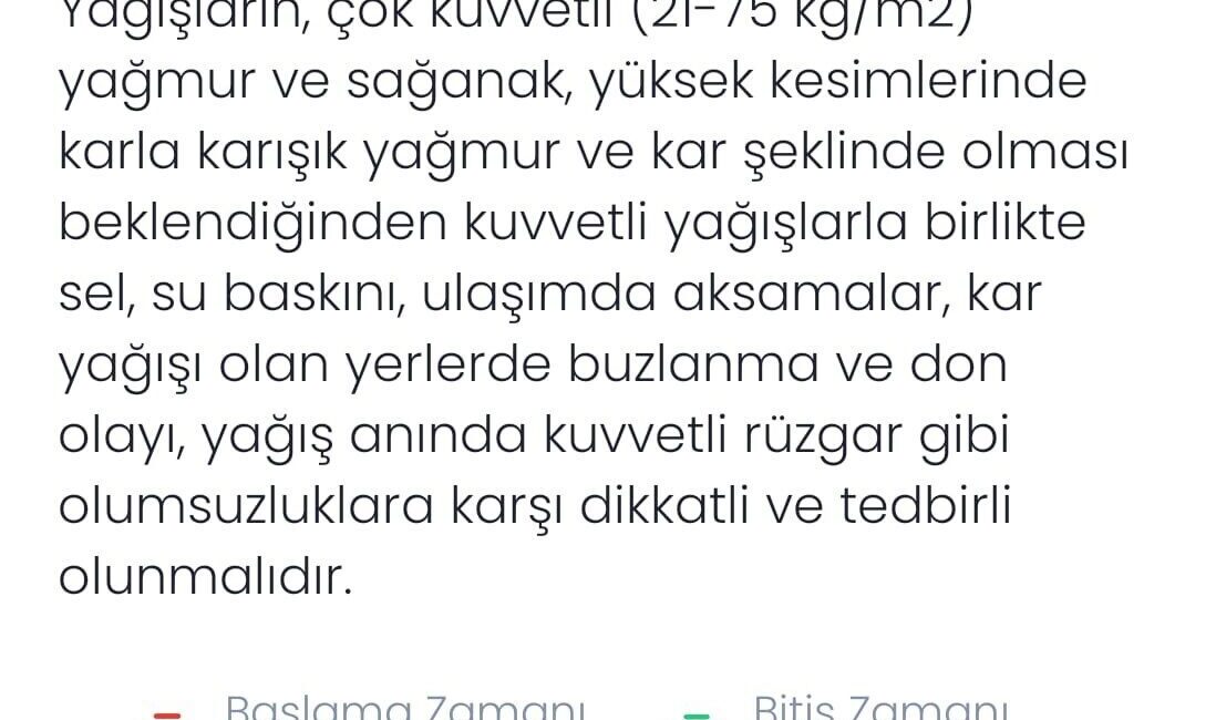 Meteoroloji tarafından yapılan açıklamada Denizli için yer yer çok kuvvetli