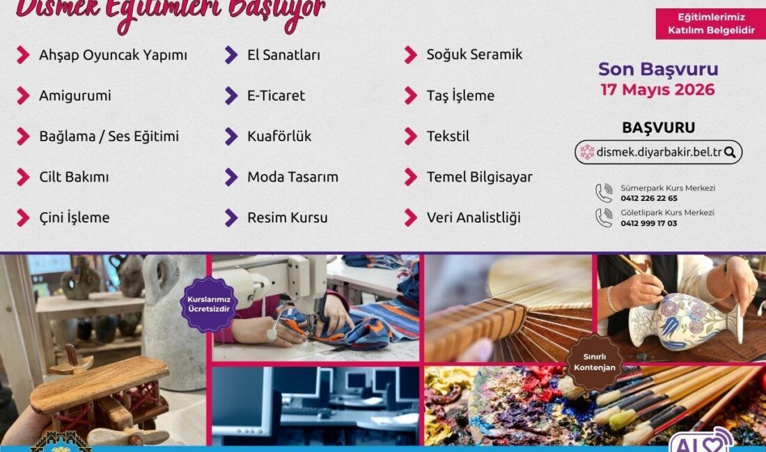 Diyarbakır Büyükşehir Belediyesi, DİSMEK bünyesinde açtığı 15 yeni kursla vatandaşların