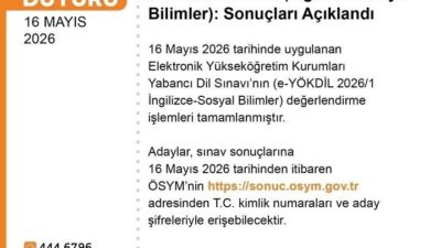 Ölçme, Seçme ve Yerleştirme Başkanlığı (ÖSYM), e-YÖKDİL 2026/1 “İngilizce-Sosyal Bilimler”