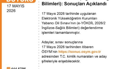 Ölçme, Seçme ve Değerlendirme Başkanlığı (ÖSYM), e-YÖKDİL 2026/2 “İngilizce-Sağlık Bilimleri”