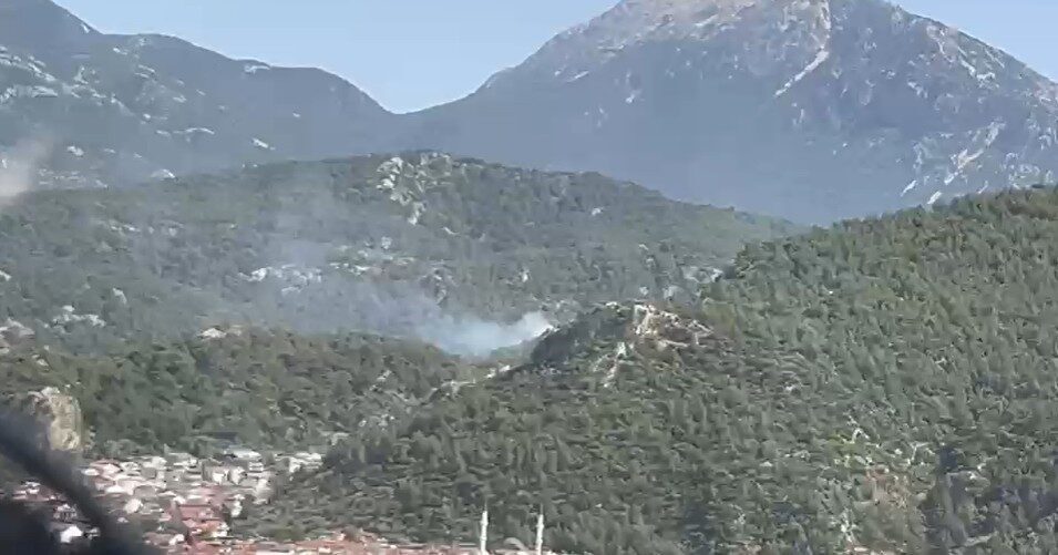 Muğla’nın Fethiye ilçesinde ormanlık alanda çıkan yangın ekiplerin hızlı müdahalesi