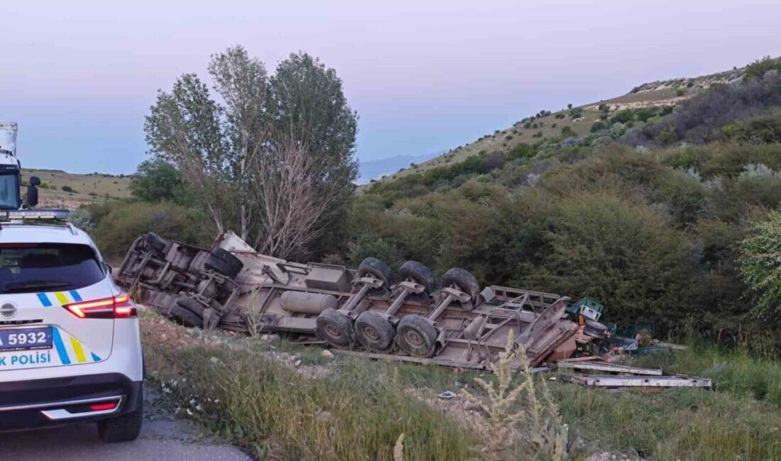 Malatya’nın Akçadağ ilçesinde ekmek yüklü tırın şarampole devrilmesi sonucu meydana
