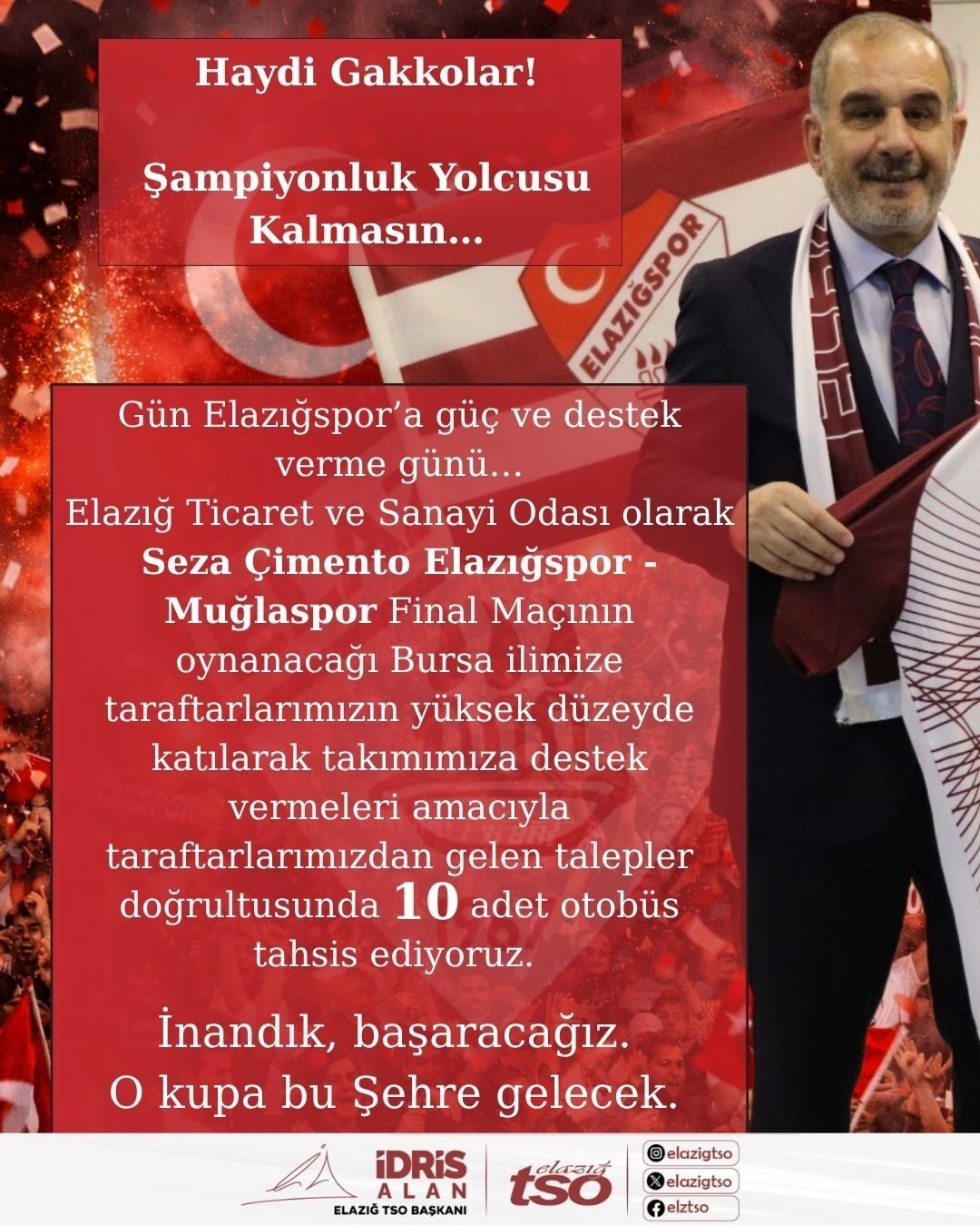 Elazığ Ticaret ve Sanayi Odası Başkanı İdris Alan, Bursa’da oynanacak