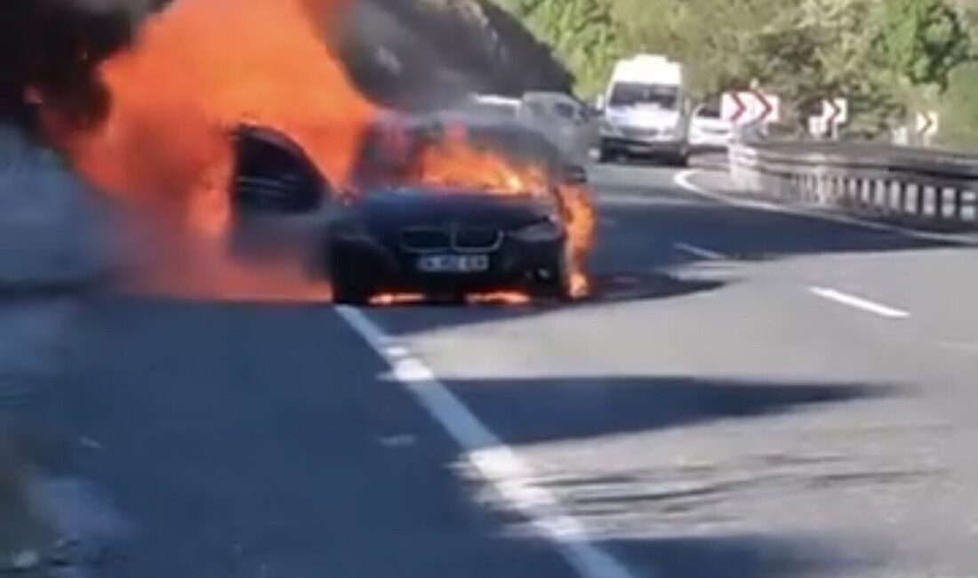 Elazığ’da seyir halindeki otomobil bir anda alev topuna döndü. Yangın,