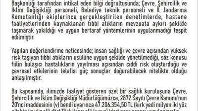 Elazığ’da tıbbi atıkları mevzuata aykırı şekilde taşıyarak yakan ve uygun