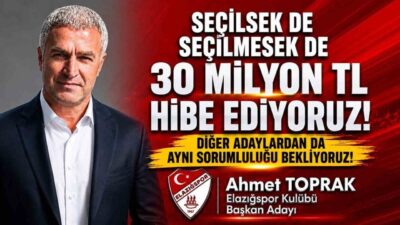 Elazığspor Başkan Adayı Ahmet Toprak, kongre sonucundan bağımsız olarak Elazığspor’a